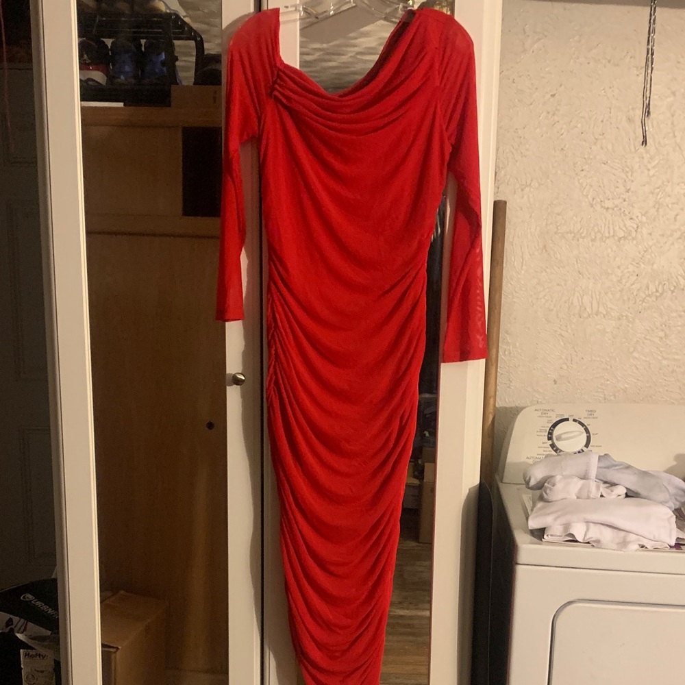 SHEIN Vibrant Red One-Shoulder Dress